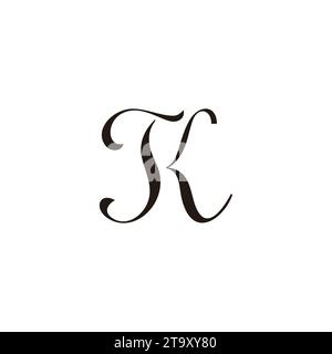 letter tk curves font elegant logo vector Stock Vector