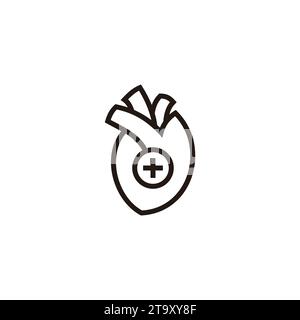 heart health plus medical line symbol vector Stock Vector