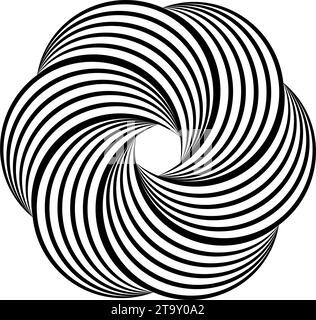 Impossible symbol. Rounded floral linear shape. Infinite knot sign. Overlapping thin lines form. Optical illusion art. Design element for logo, icon, print, cover, tag. Abstract vector illustration Stock Vector