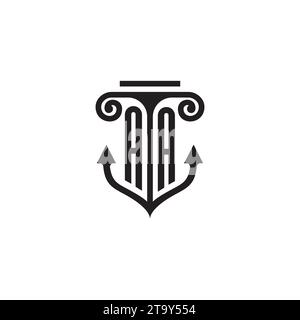 AA pillar and anchor combination concept logo in high quality design Stock Vector