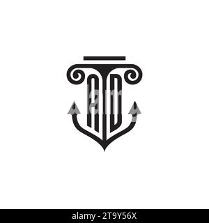 AD pillar and anchor combination concept logo in high quality design Stock Vector