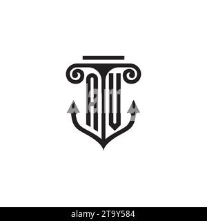 AV pillar and anchor combination concept logo in high quality design Stock Vector
