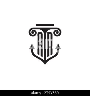AR pillar and anchor combination concept logo in high quality design Stock Vector