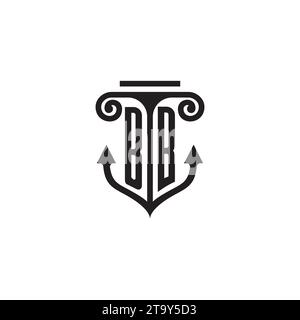 BB pillar and anchor combination concept logo in high quality design Stock Vector