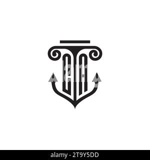 CA pillar and anchor combination concept logo in high quality design Stock Vector