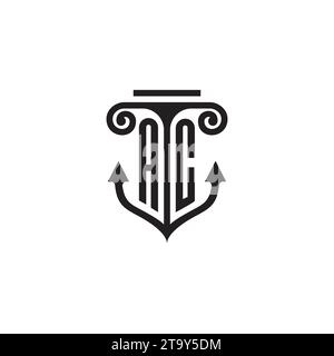 AC pillar and anchor combination concept logo in high quality design Stock Vector