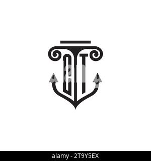 CT pillar and anchor combination concept logo in high quality design Stock Vector