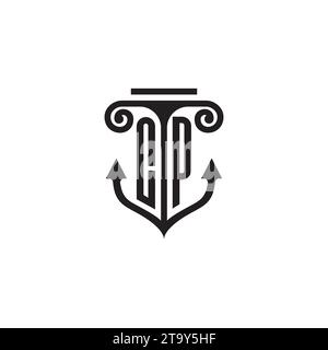 CP pillar and anchor combination concept logo in high quality design Stock Vector
