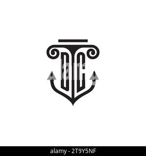 DC pillar and anchor combination concept logo in high quality design Stock Vector