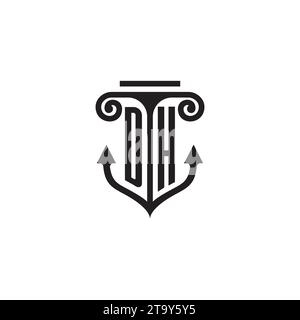 DH pillar and anchor combination concept logo in high quality design Stock Vector