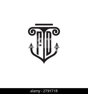 FD pillar and anchor combination concept logo in high quality design Stock Vector