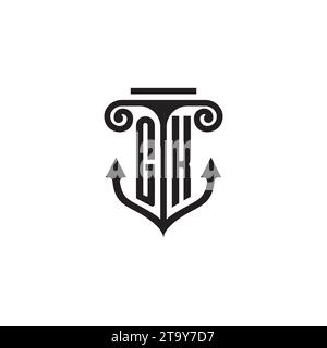 GK pillar and anchor combination concept logo in high quality design Stock Vector