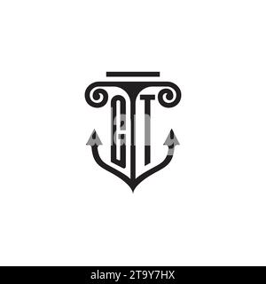 GT pillar and anchor combination concept logo in high quality design Stock Vector