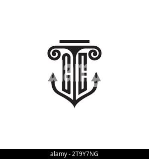 GE pillar and anchor combination concept logo in high quality design Stock Vector