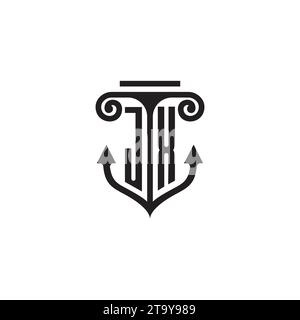 JX pillar and anchor combination concept logo in high quality design Stock Vector