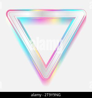 Holographic triangle frame geometric abstract tech background. Vector art colorful design Stock Vector