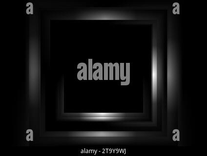 White grey abstract glossy squares on black background. Futuristic vector design Stock Vector