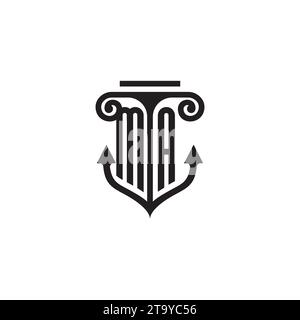 MA pillar and anchor combination concept logo in high quality design Stock Vector
