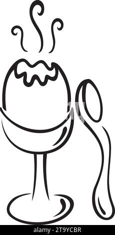 Spoon and boiled egg in cup on illustration Stock Vector