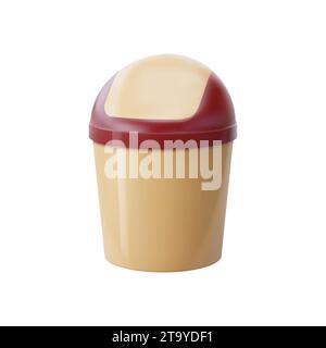 Realistic bucket, plastic container and bin. Isolated 3d vector durable trash can with a secure lid to keep odors and pests at bay. A reliable and hygienic solution for waste management in any setting Stock Vector