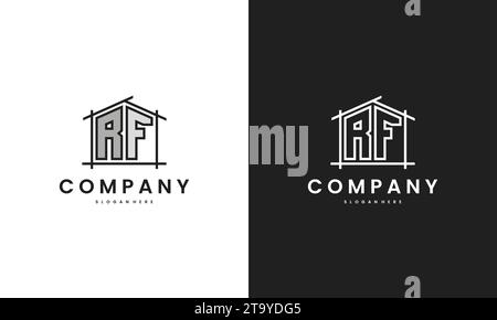 Initial RF home logo with creative house element in line art style vector design template. Stock Vector