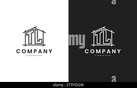 Initial TL home logo with creative house element in line art style vector design template. Stock Vector
