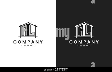 Initial RL home logo with creative house element in line art style vector design template. Stock Vector