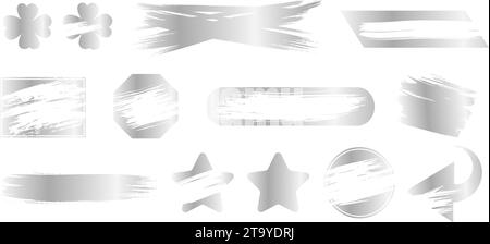Instant scratch lottery ticket shapes set with scrape texture template marks vector illustration. Gambling game and lottery cover effect texture cards Stock Vector