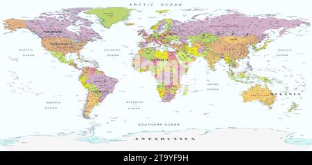 Political world map Contains information licensed under the Open Government License Canada Stock Vector