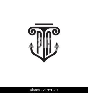 PA pillar and anchor combination concept logo in high quality design Stock Vector