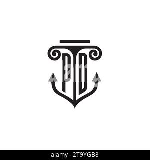 PD pillar and anchor combination concept logo in high quality design Stock Vector