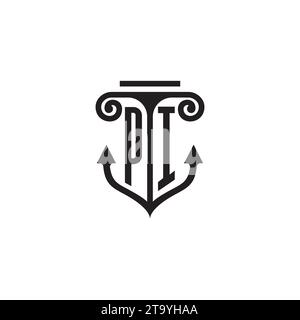 PI pillar and anchor combination concept logo in high quality design Stock Vector