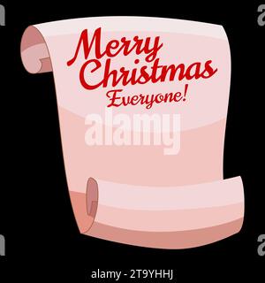 Christmas paper scroll card with santa cap,hat and holly berry. vector ...