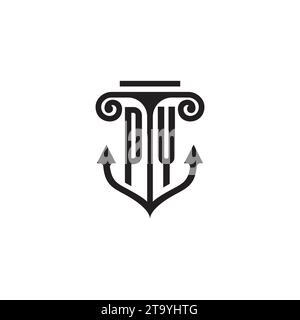 PY pillar and anchor combination concept logo in high quality design Stock Vector