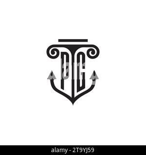 PG pillar and anchor combination concept logo in high quality design Stock Vector