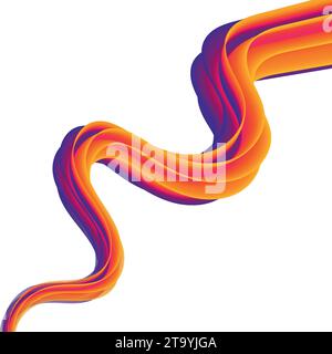 Curved smooth tape. wave colored lines. Abstract wavy stripes on a white background isolated. Design elements created using the Blend Tool. Stock Vector