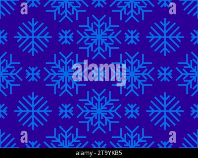 Winter seamless pattern with snowflakes. Christmas and New Year background with geometric snowflakes of different shapes. Design for wallpaper, banner Stock Vector