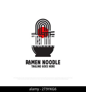 Ramen noodle logo design vector,food and beverages logo icon vector illustration, Good for japanese restaurant logo idea Stock Vector