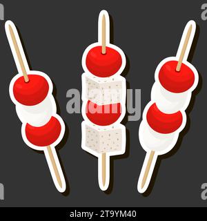 Illustration on theme big set various types beautiful tasty canape Stock Vector