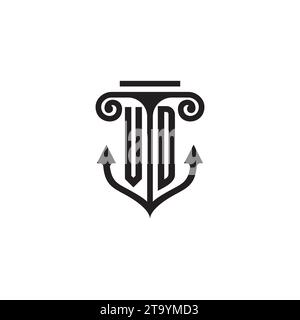 VD pillar and anchor combination concept logo in high quality design Stock Vector