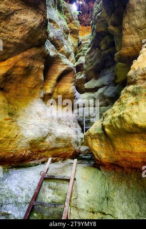 Pivnice sandstone canyon in Czech republic, Vysocina Stock Photo