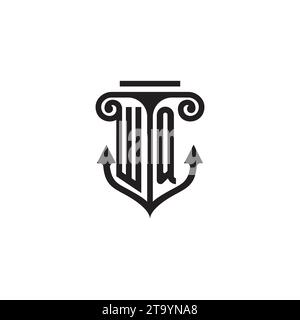 WQ pillar and anchor combination concept logo in high quality design Stock Vector