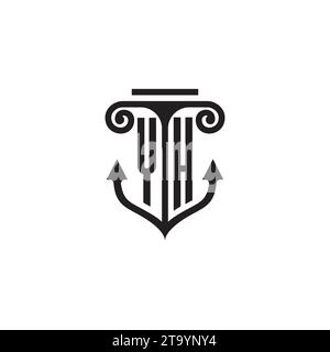 YH pillar and anchor combination concept logo in high quality design Stock Vector