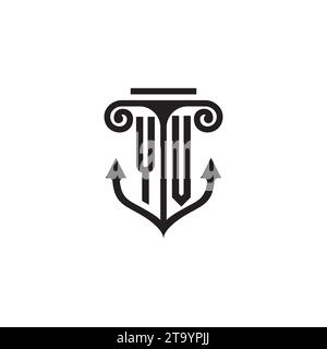 YV pillar and anchor combination concept logo in high quality design Stock Vector