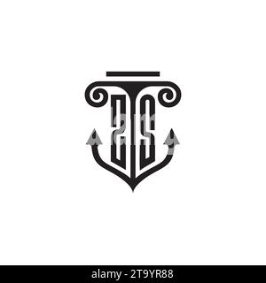 ZS pillar and anchor combination concept logo in high quality design Stock Vector