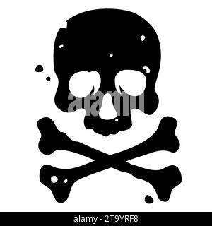 Skull and crossbones vector illustration with grunge texture on white background Stock Vector