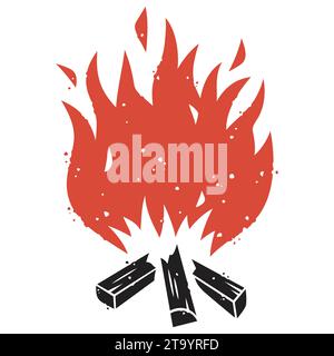 campfire bicolor vector illustration isolated on white Stock Vector