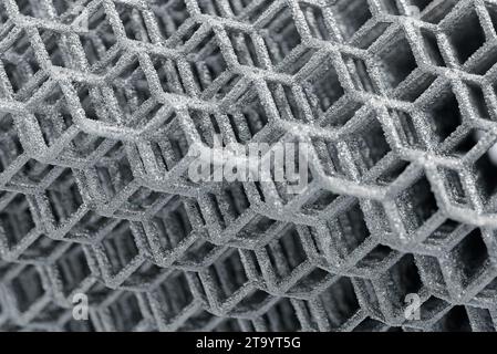 Openwork three-dimensional lattice, matrix, shallow depth of field, abstract modern technology concept background Stock Photo