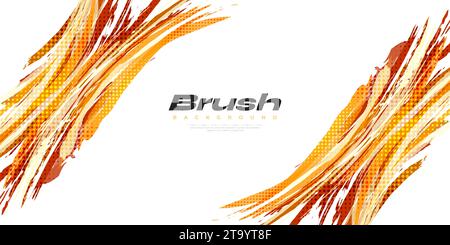 Gold Brush Illustration with Halftone Effect Isolated on White Background. Sport Background. Scratch and Texture Elements For Design Stock Vector