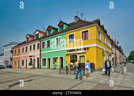 Houses at plac Kościuszki in Łęczyca, Łódzkie, Poland Stock Photo